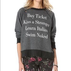 WILDFOX Learn Italian Destroyed Top